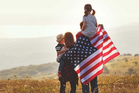 Family Celebrating 250 Anniversary of America