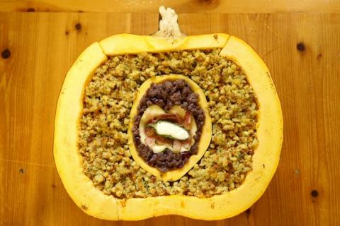 Pumpkin with turducken fillings