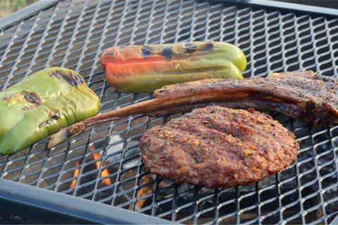 Food grilling on an Adjust-a-grill