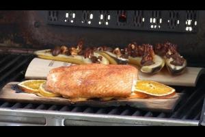 Wood Plank Salmon & Chocolate Stuffed Bananas Recipe