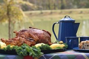 Roasted turkey on table