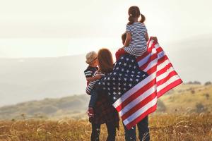 Family Celebrating 250 Anniversary of America