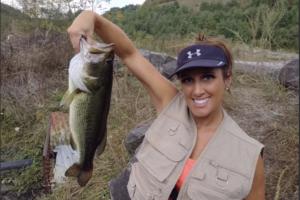 Lady angler has a nice largemouth bass catch