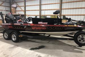 Nice bass boat with sponsor decals