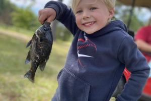 Young angler withsmall bluegill