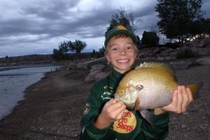Young angler holding Panfish 