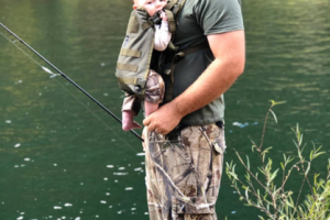 Father & baby ready to fish