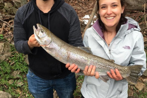 couple holding trout