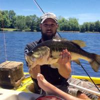 Fishing bass from a kayak